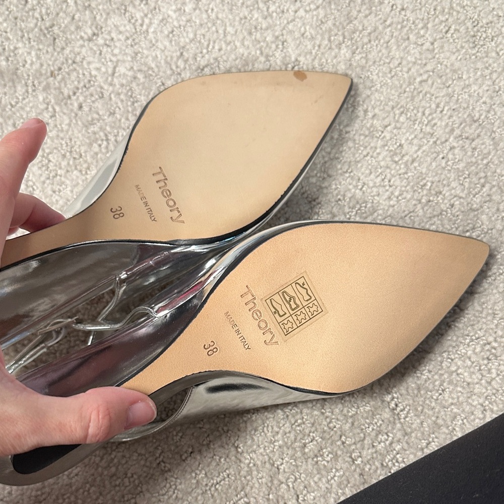 Theory Silver Slingback Wedges - Picture 3 of 6